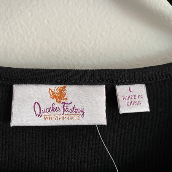 Quacker Factory Sz L Black Polka Dot Pearl Charm Keyhole 3/4 Sleeve T-Shirt NWOT - Picture 8 of 11